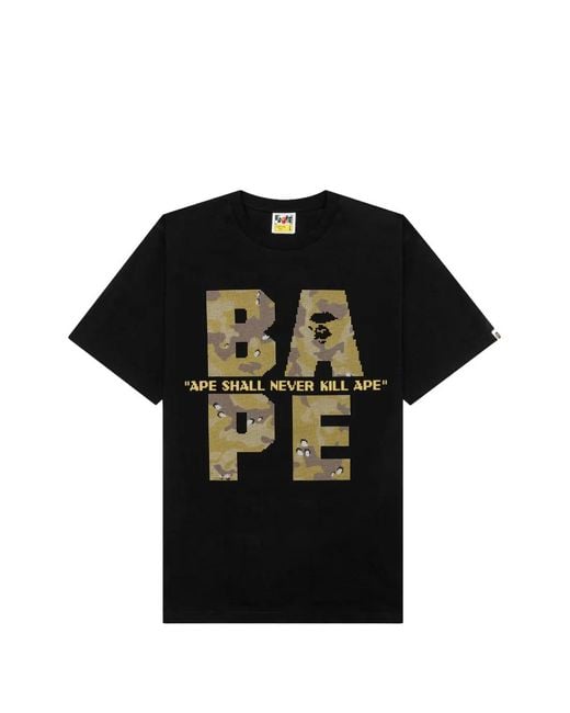 A Bathing Ape Black Bitmap Logo T-Shirt for men