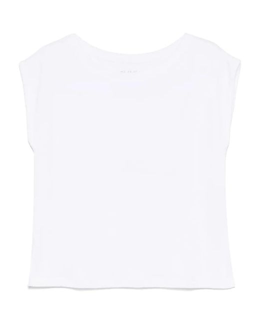 Juvia White Cotton-Blend T-Shirt