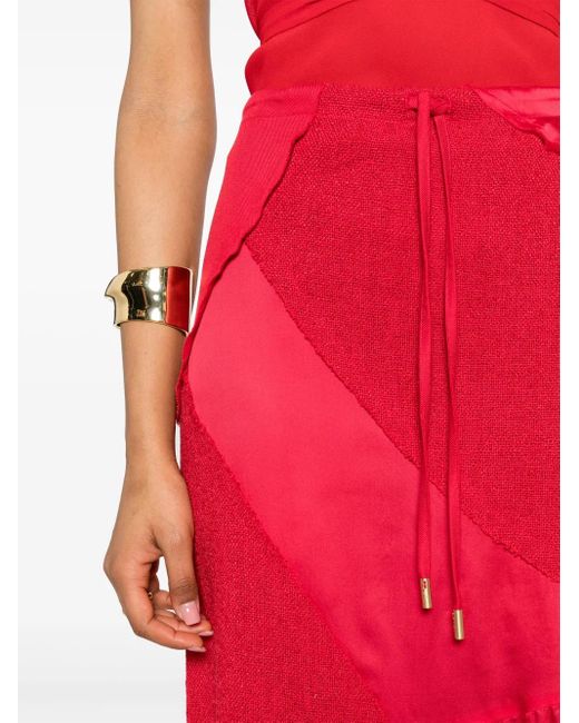 Cult Gaia Red Patchwork Midi Skirt