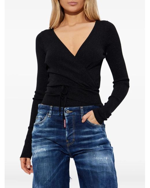 DSquared² Black Lurex Wrapped Top