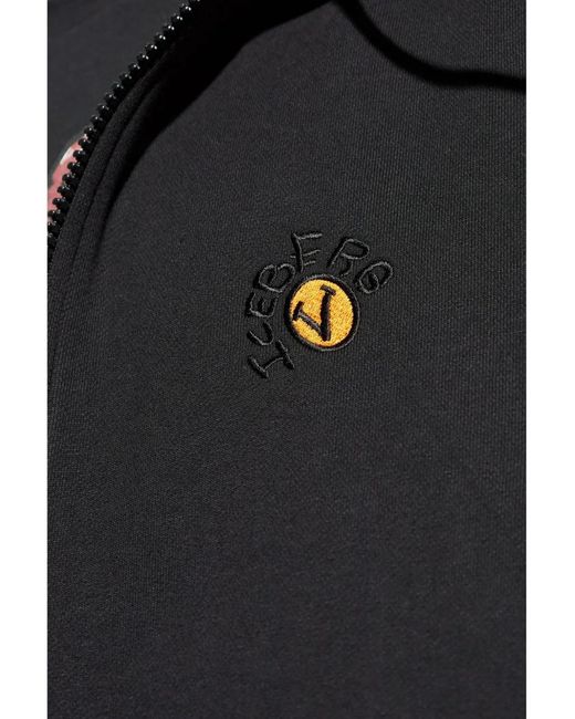 Iceberg Black Logo-Embroidered Cotton Hoodie for men
