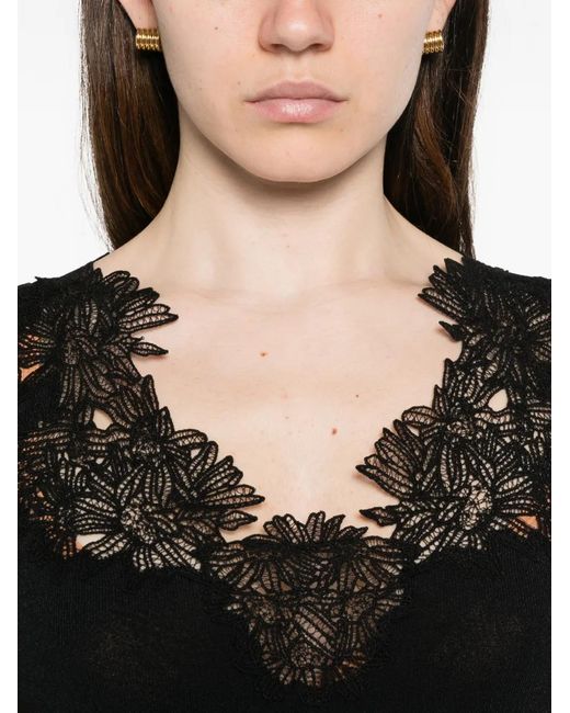 Ermanno Scervino Black Lace Knitted Tank Top