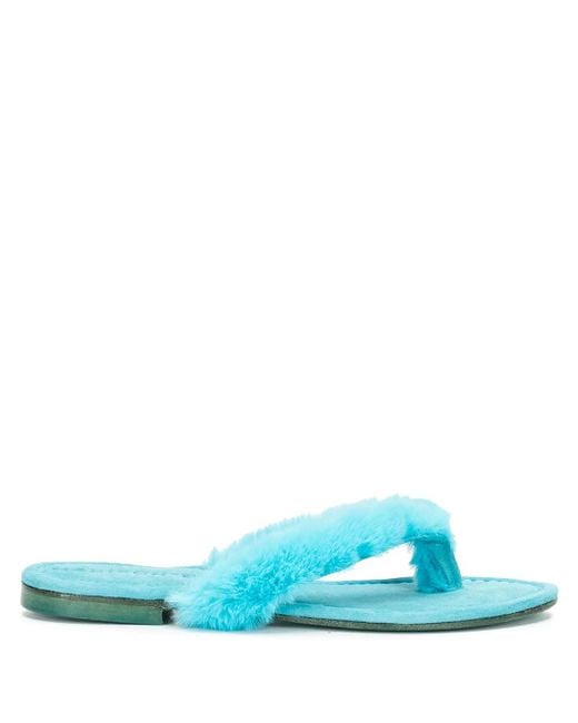 Madison Maison Blue Ivanka Artificial Fur Thong Sandal