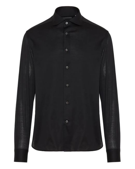 Corneliani Black Long-Sleeve Button-Up Shirt for men