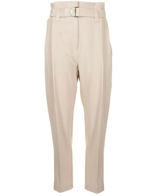GOODIOUS Natural Cropped Belted Trousers