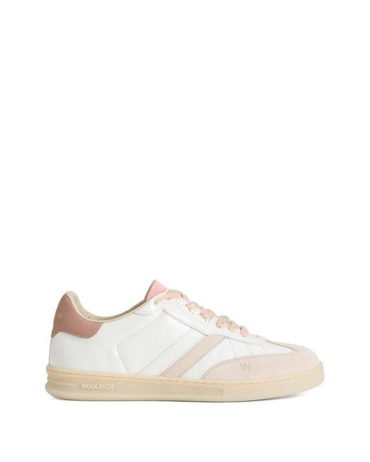 Woolrich White Doubleu Crackle-Effect Sneakers
