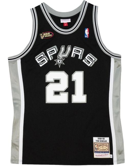 Mitchell & Ness Black Authentic "Nba San Antonio Spurs 02 Tim Duncan" Jersey for men