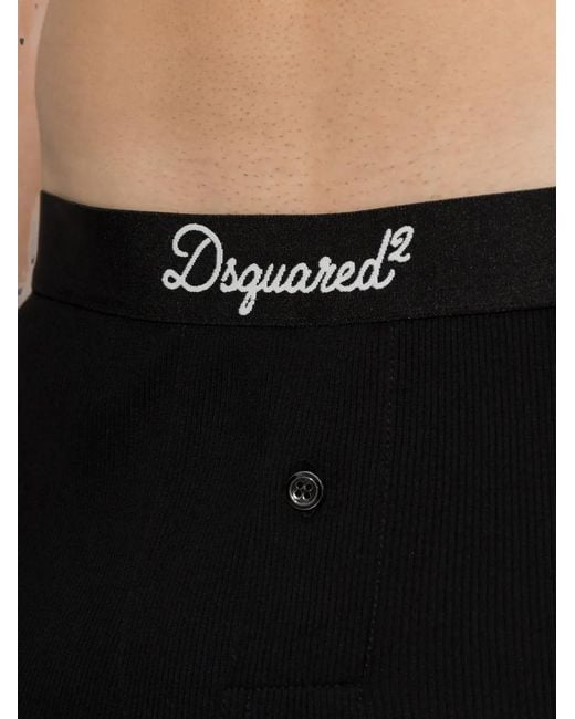 DSquared² Black Logo-Print Ribbed Boxers for men