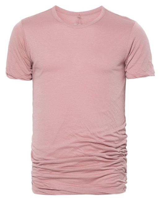 Rick Owens Pink Double Crinkled Cotton T-shirt for men