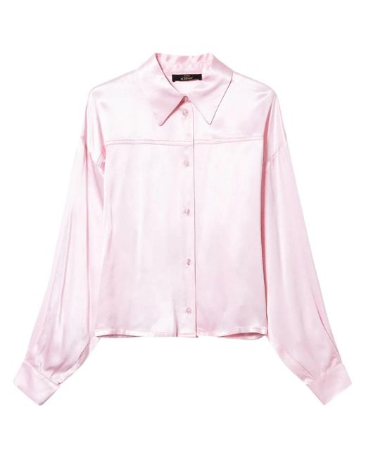 Twinset Pink Satin Weave Button-Down Shirt