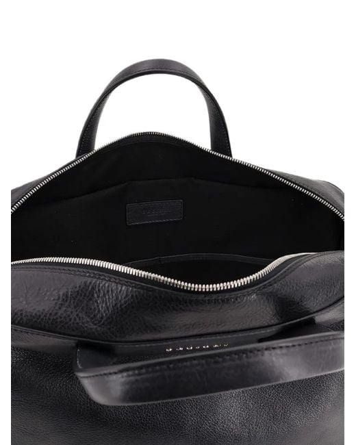 Orciani Black Pebbled-Leather Laptop Bag for men