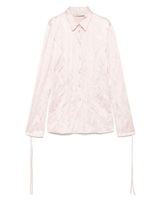 Blumarine Women's Pink Crinkled Satin Shirt