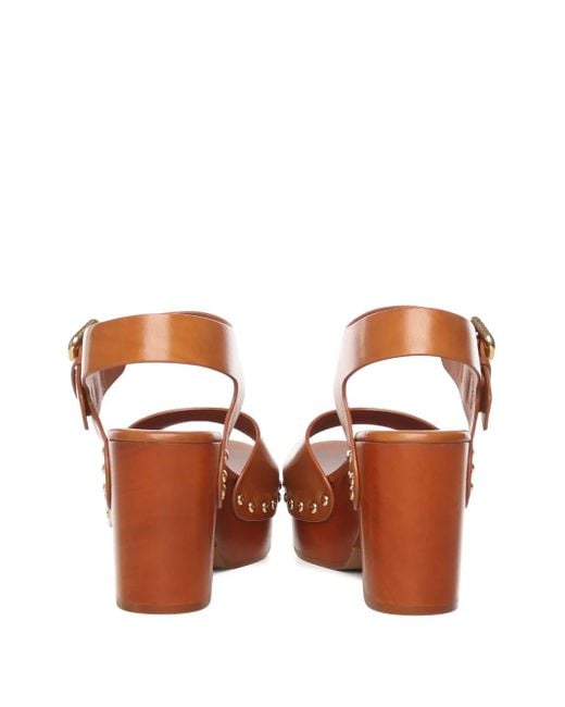 Chloé Brown 80Mm Leather Sandals