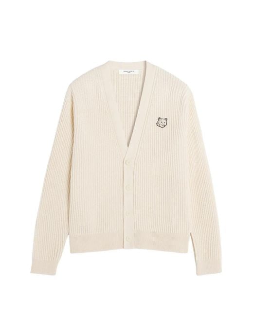 Maison Kitsuné メンズ ホワイト Fox Head カーディガン