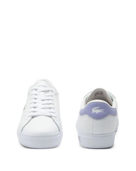 Lacoste White Powercourt Crocodile-Embroidered Sneakers