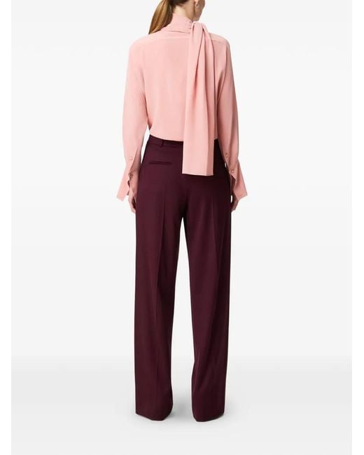 Another Tomorrow Pink Signature Bow Silk Blouse