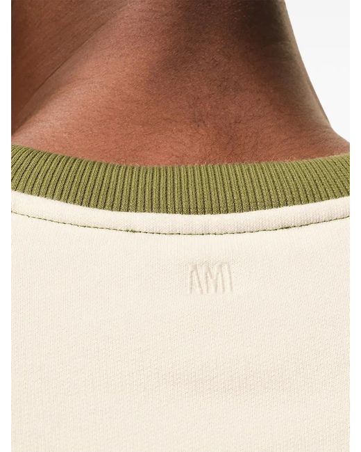 AMI Green Ami De Coeur Two-Tone Crochet Sweater