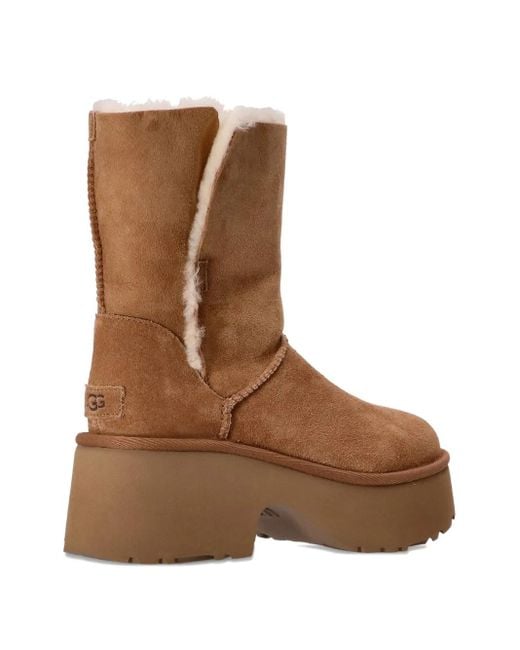 Ugg Brown Plateau-Stiefel aus Wildleder