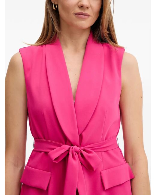 Joseph Ribkoff Pink Shawl-Collar Belted Vest