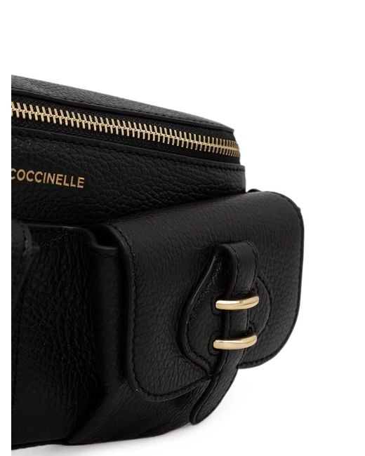 Coccinelle Black Mavery Pocket Leather Belt Bag
