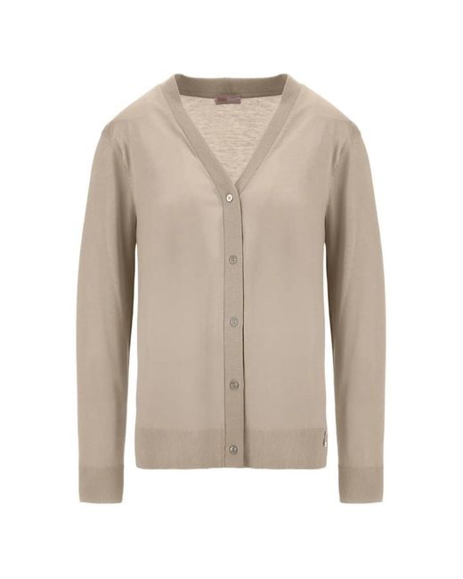 Herno Natural Ribbed-Knit V-Neck Cardigan