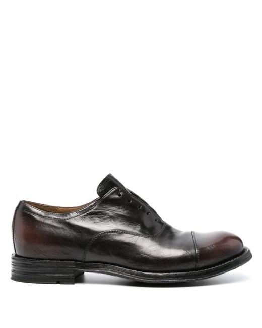 Officine Creative Black Balance Leather Oxford Shoes for men