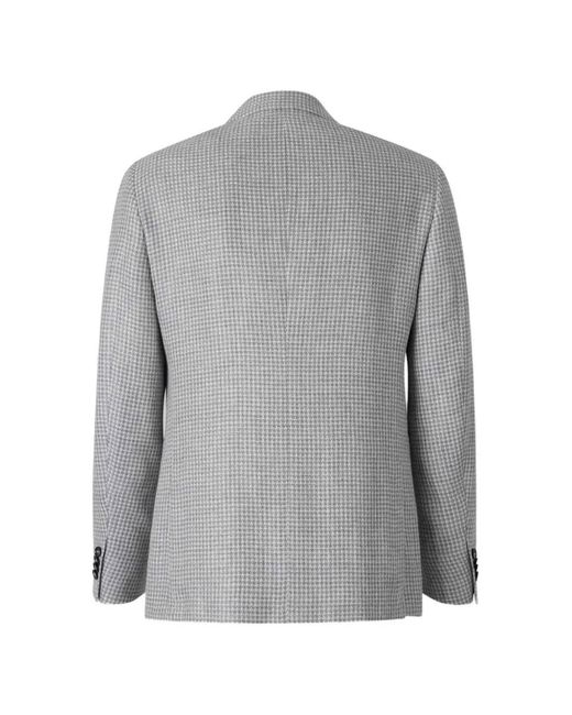 Zegna Gray Houndstooth-Pattern Single-Breasted Jacket for men