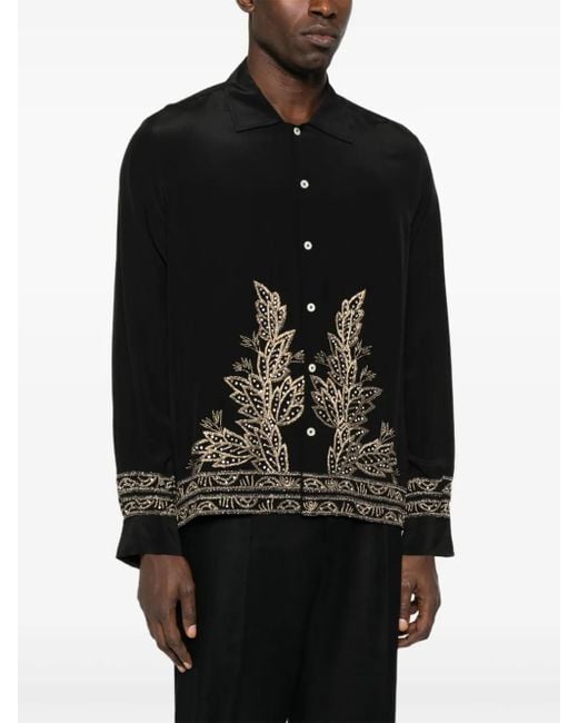 Bode Black Beaded-Embellishment Shirt for men