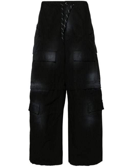 Pantalon Large Cargo à effet délavé Balenciaga en coloris Black