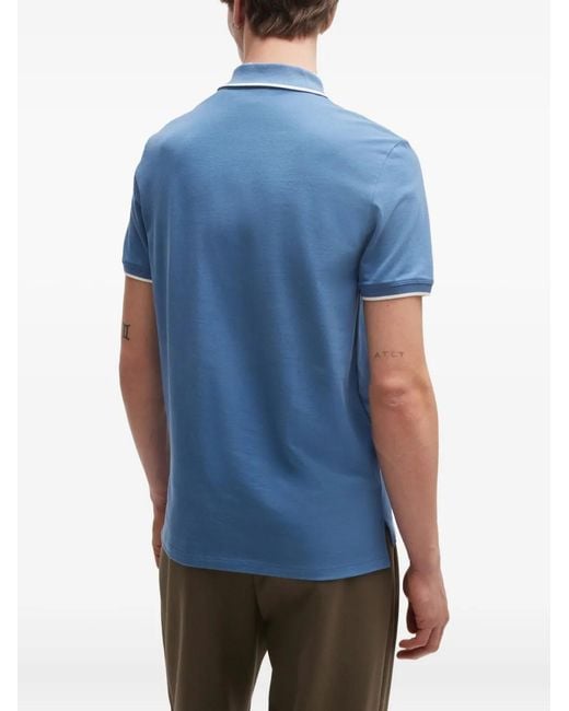 HUGO Blue Contrast-Trim Polo Shirt for men