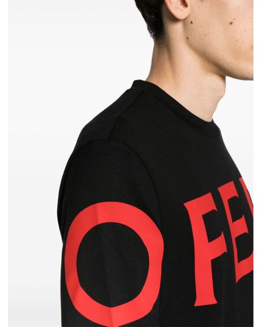 T-shirt en coton à logo imprimé Ferragamo pour homme en coloris Black