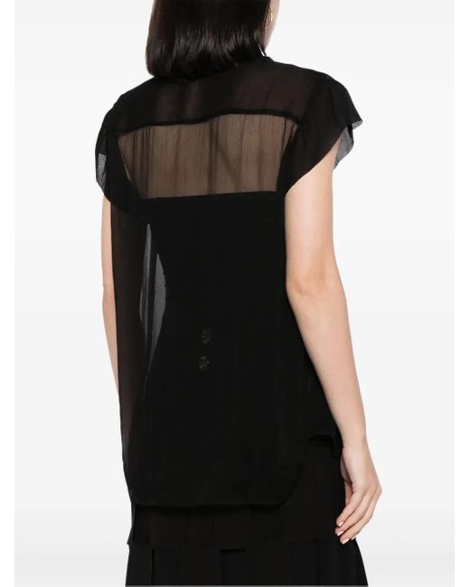 JNBY Black Semi-Sheer Silk Blouse