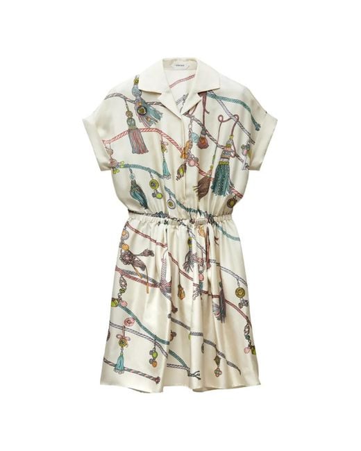 Versace White Printed Silk Twill Mini Dress