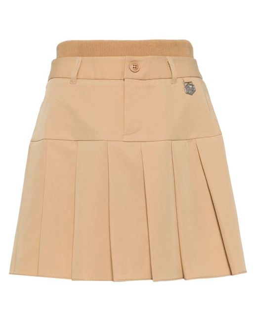 Chocoolate Natural Layered-waistband Pleated Miniskirt