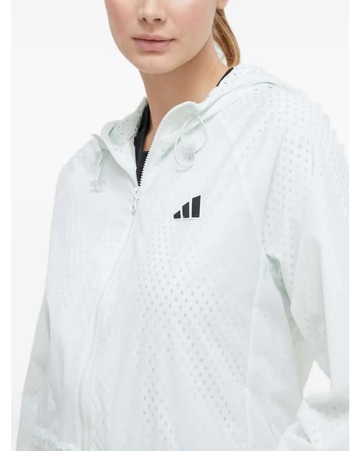 Adidas White Logo-Appliqué Perforated Jacket