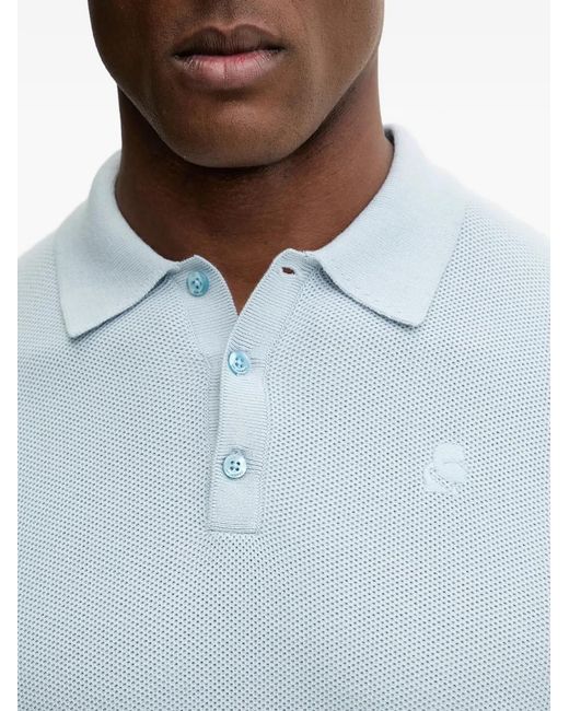 Karl Lagerfeld Blue Button Polo Shirt for men