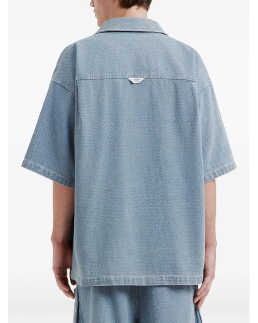 FIVE CM Blue Patch-Pocket Short-Sleeve Shirt for men