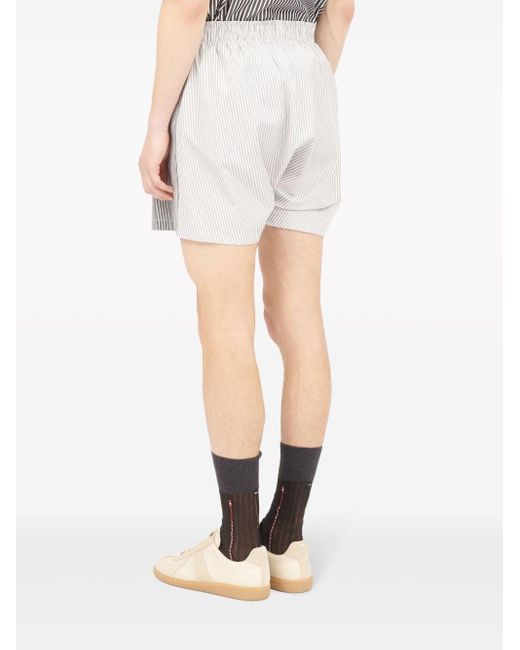 Maison Margiela Gray Stripe-print Elastic-waist Shorts for men