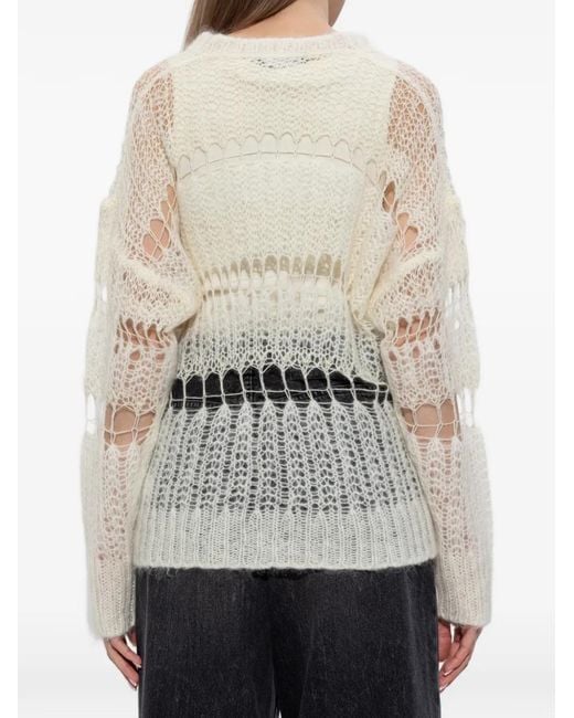 Fabiana Filippi White V-Neck Open Knit Sweater