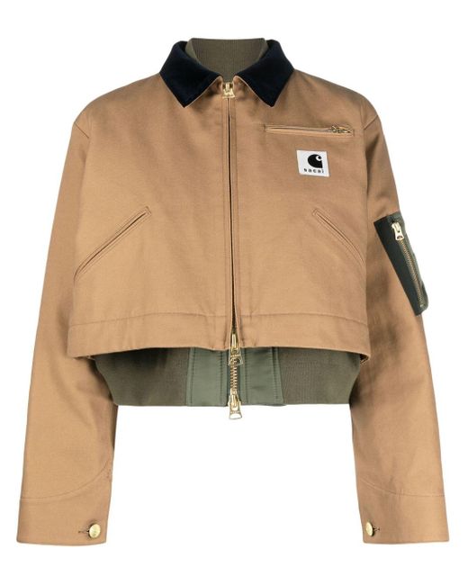 Sacai Natural X Carhartt Wip Layered Cropped Jacket