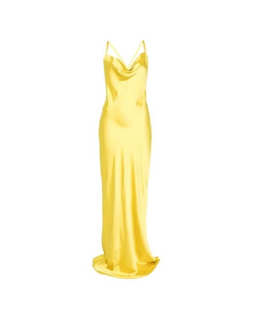 Norma Kamali Metallic Cross-Back Bias-Cut Gown