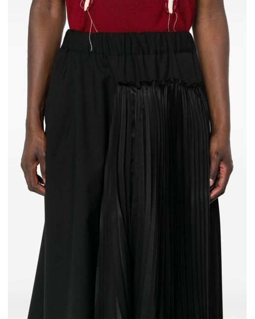 Noir Kei Ninomiya Black Asymmetric Midi Skirt