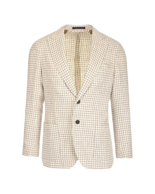 Al Duca D'aosta White Houndstooth-Pattern Blazer for men