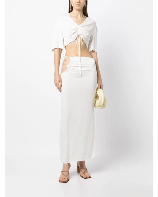 Christopher Esber White Drawstring Crop Top
