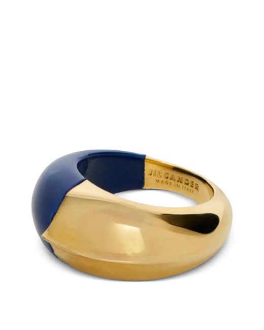 Jil Sander Blue Engraved Ring