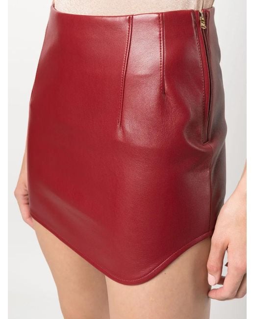 Patrizia Pepe Red Essential Faux-Leather Mini Skirt