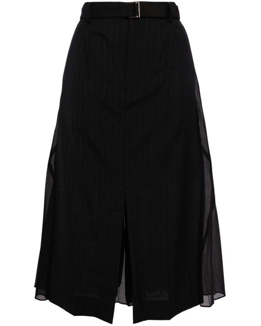Sacai Black Belted Midi Skirt