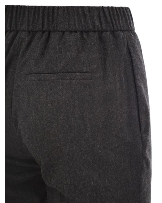 Peserico Black Tapered Elasticated-Waistband Trousers