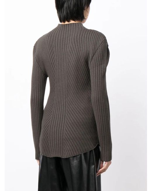 Low Classic Gray Cut-Out Detailing Ribbed-Knit Jumper