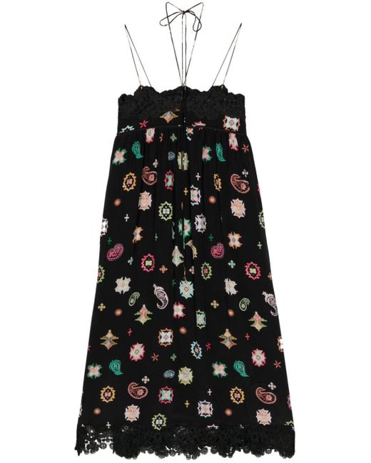 Hayley Menzies Black Babydoll-Kleid mit Spitzenbesatz
